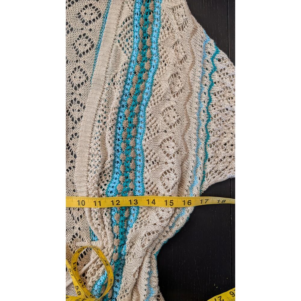 Chico’s 100% Linen Open Knit Duster Cardigan Kimono Cover Up Size 1 Coastal - Picture 6 of 6